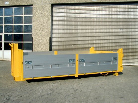 HÜLLENKREMER Containerbau NRW - Abroll-Container-Kippaufbau mit Aluminiumbordwänden, französische Tür