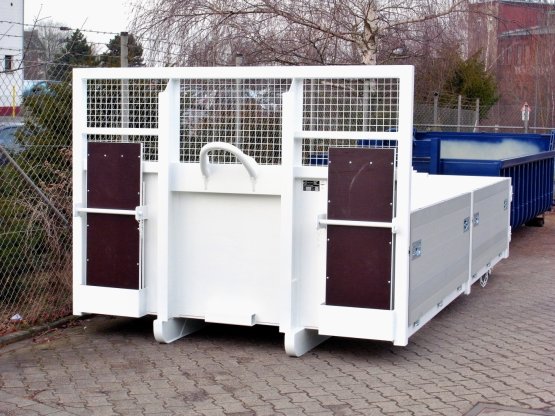 HÜLLENKREMER Containerbau NRW - Abroll-Container-Kippaufbau mit seitlichen Aluminiumbordwänden