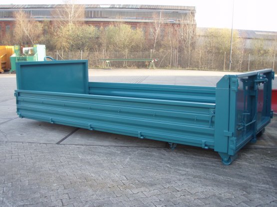 HÜLLENKREMER Containerbau NRW - Abrollcontainer-Kippaufbau mit Stahlbordwänden und französischer Tür