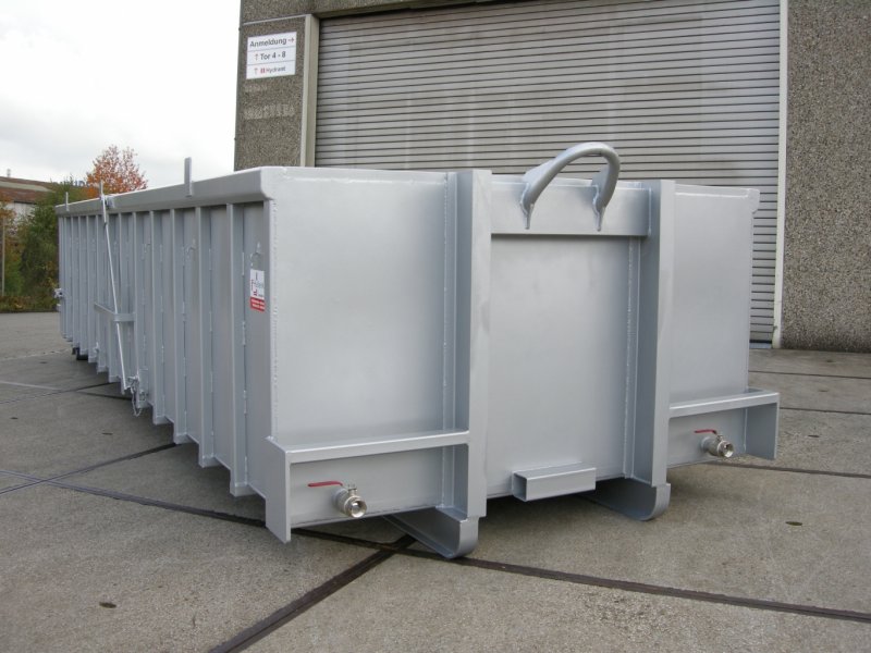 Edelstahl Abroll-Container, Entwaesserungseinrichtung