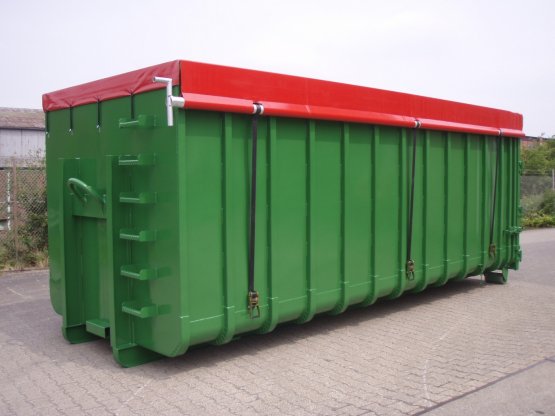 Abrollcontainer mit Längsplanenabdeckung