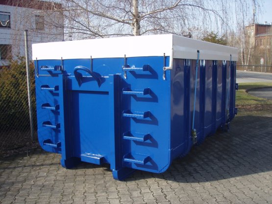 HÜLLENKREMER Containerbau NRW - Abrollcontainer mit Längsplanenabdeckung