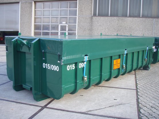 HÜLLENKREMER Containerbau NRW - Abrollcontainer mit Längsplanenabdeckung
