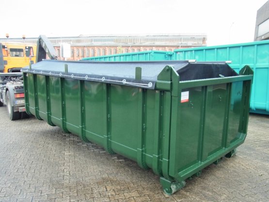 HÜLLENKREMER Containerbau NRW - Abrollcontainer mit spezieller Netzplanenabdeckung