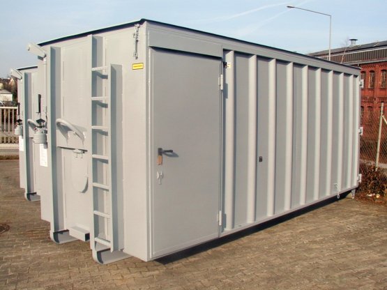 HÜLLENKREMER Containerbau NRW - Aktencontainer mit Klappdach