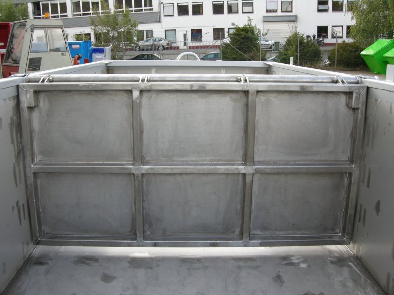 innenliegende Pendelklappe, Edelstahl Abroll-Container
