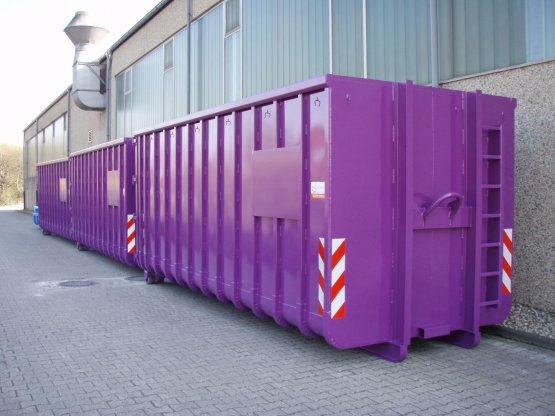 HÜLLENKREMER Containerbau NRW - Großcontainer, offen, Doppelflügeltür, beidseitiges Beschriftungsblech