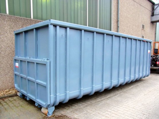 HÜLLENKREMER Containerbau NRW - Großcontainer, offen, Heckklappe, sowie fester Heckwand über der Klappe